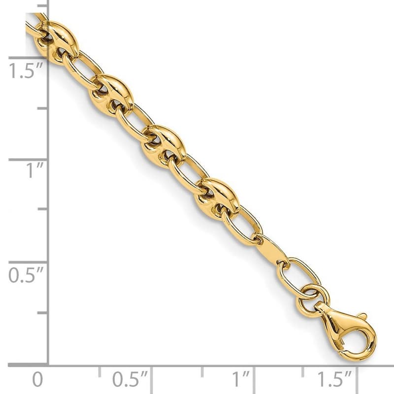 Curata 14k Yellow Gold Polished Link Bracelet 7.5 Inch