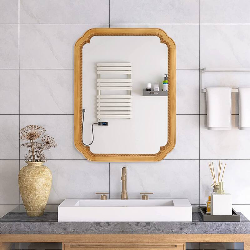 31.5" x 23.82" Wood Framed Wall - Mounted Mirror Cabinet with Storage Shelves, Medicine Mirror for Bathroom, Living Room