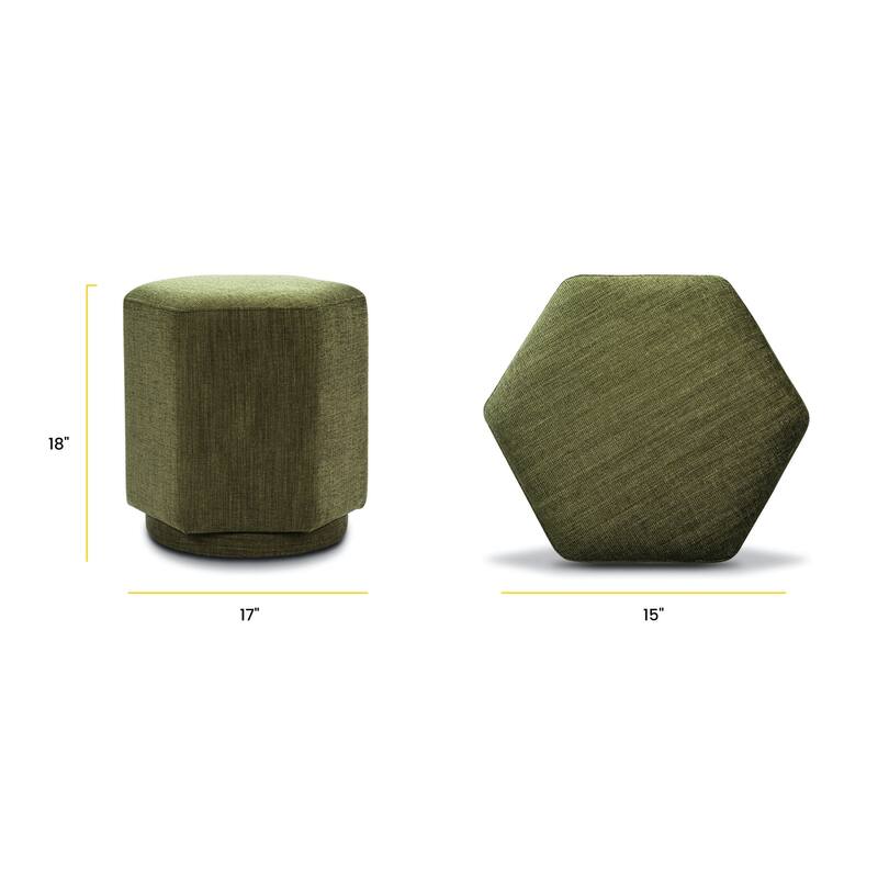 Poly & Bark Hexad Fabric Ottoman - Stain and Spill Resistent Performance Fabric