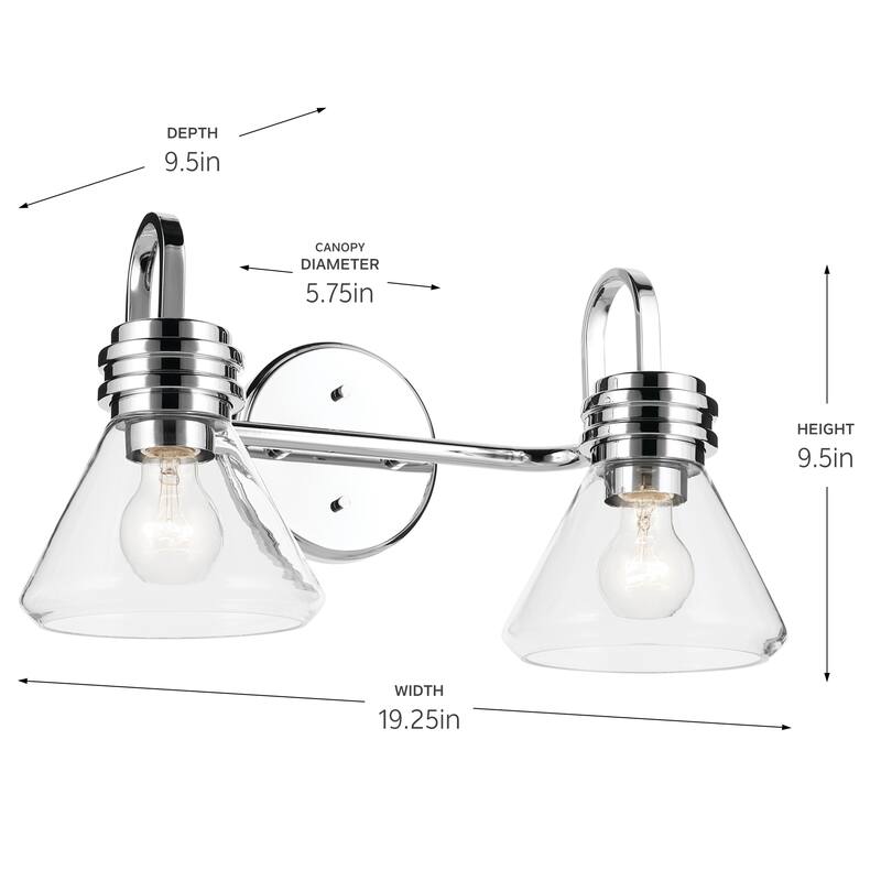 Kichler Lighting Farum 19.25" 2-Light Vanity Light with Clear Glass in Chrome