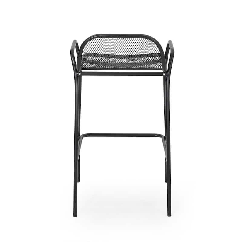 Roomfitters Modern Outdoor Bar Stools with Durable Metal Frame, Mesh Backrest and Armrest Design, Ideal for Patio, Black