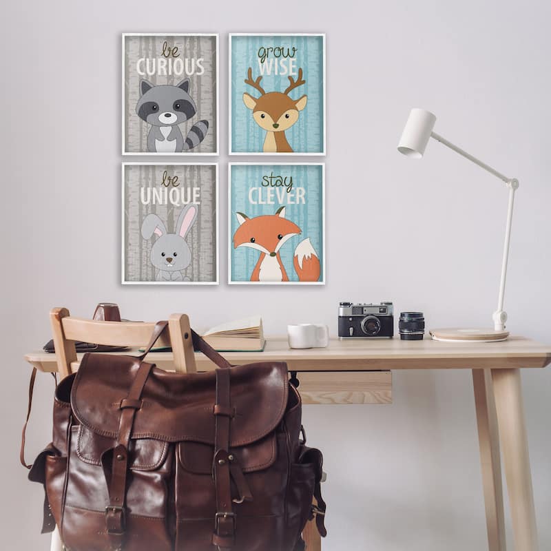 Stupell Inspiring Whimsical Animals Framed Giclee Art Design By Kim Allen (Set of 4)