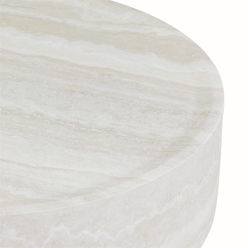 31.49" Sturdy Fiberglass Round Coffee Table with Large Storage
