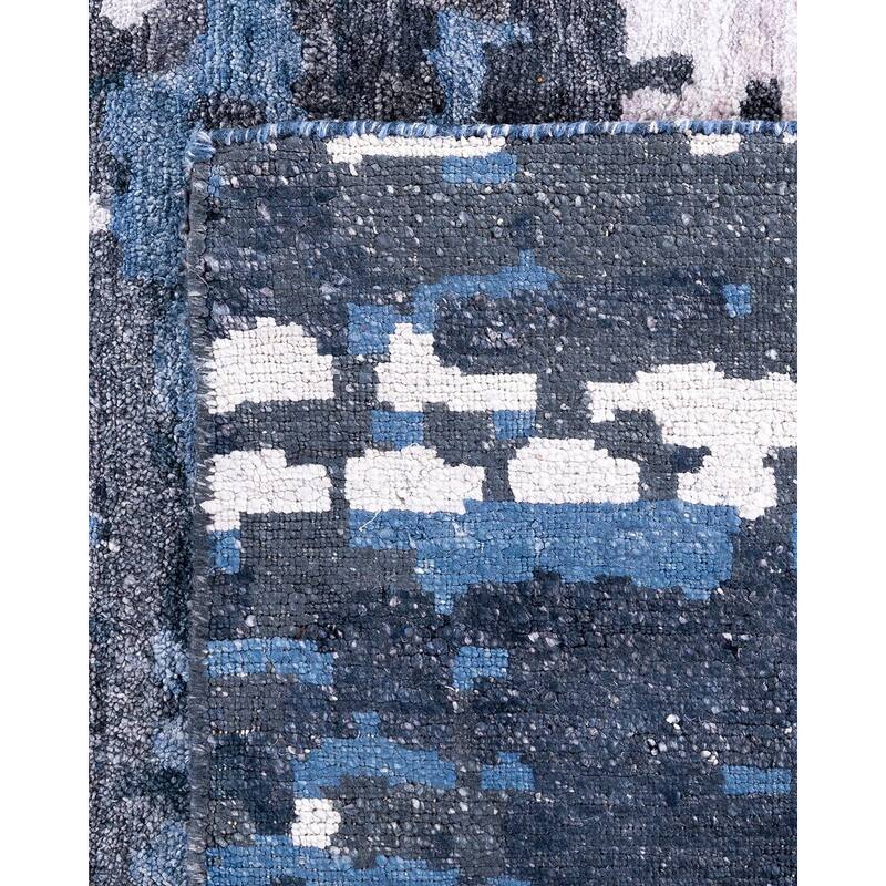 Modern One-of-a-Kind Handmade Area Rug, Blue - 8' 1" x 10' 1"