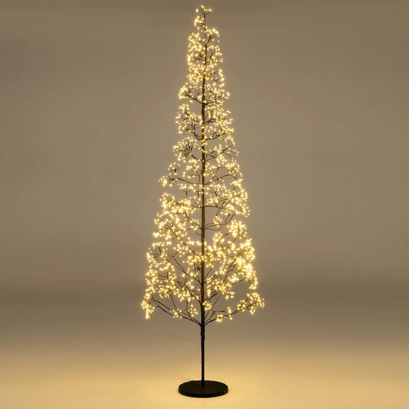 Costway 5/6/7 FT Lighted Alpine Tree with 1500 White LED Lights,