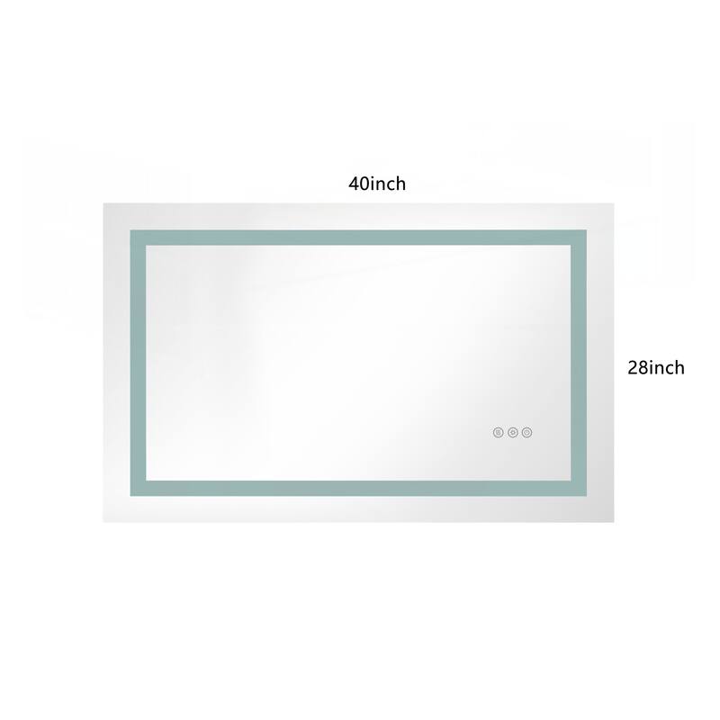 40 x 28 Inch LED Bathroom Mirror - White