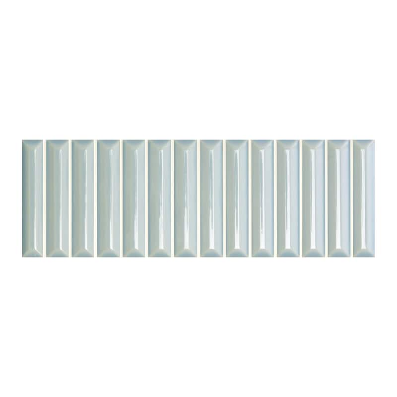 Hashi 4" x 12 Fluted Kit Kat Glossy Italian Wall Tile - Iris Light Blue.