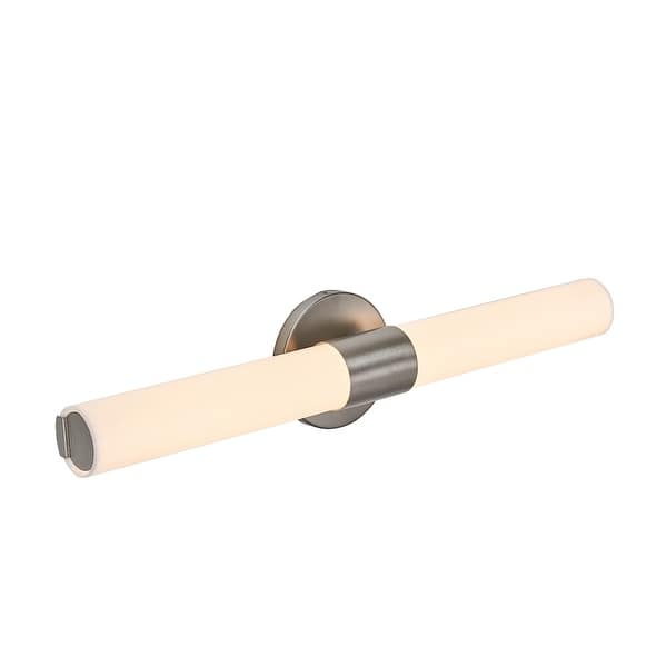 slide 2 of 4, Clyinder LED bathroom & vanity light mount with transulucent acrylica Brush Nickel 18W - Brushed Nickel
