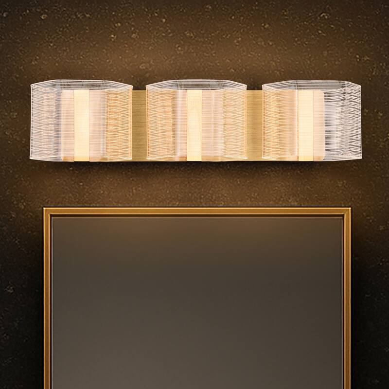 Kenzo LED 3 Light Vanity Vintage Brass Finish Light Guide Panel - Polished Anodized Bronze