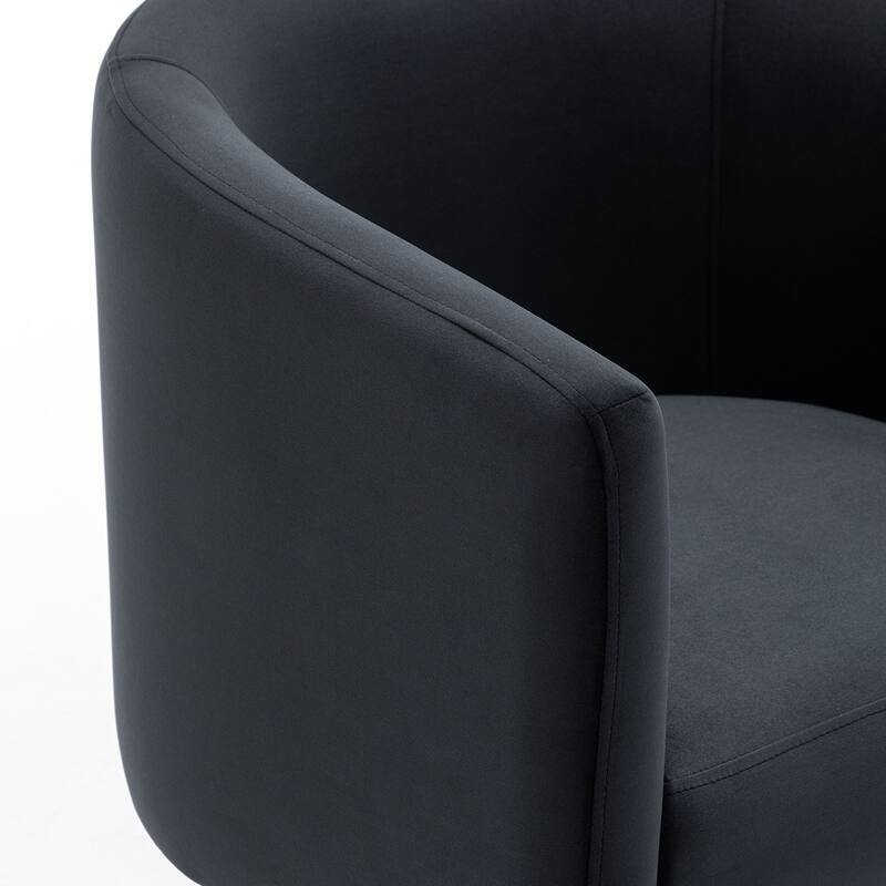 SEYNAR Modern Velvet Accent Chair, Upholstered Barrel Chair with Unique Solid Base for Living Room Soft Club Chair