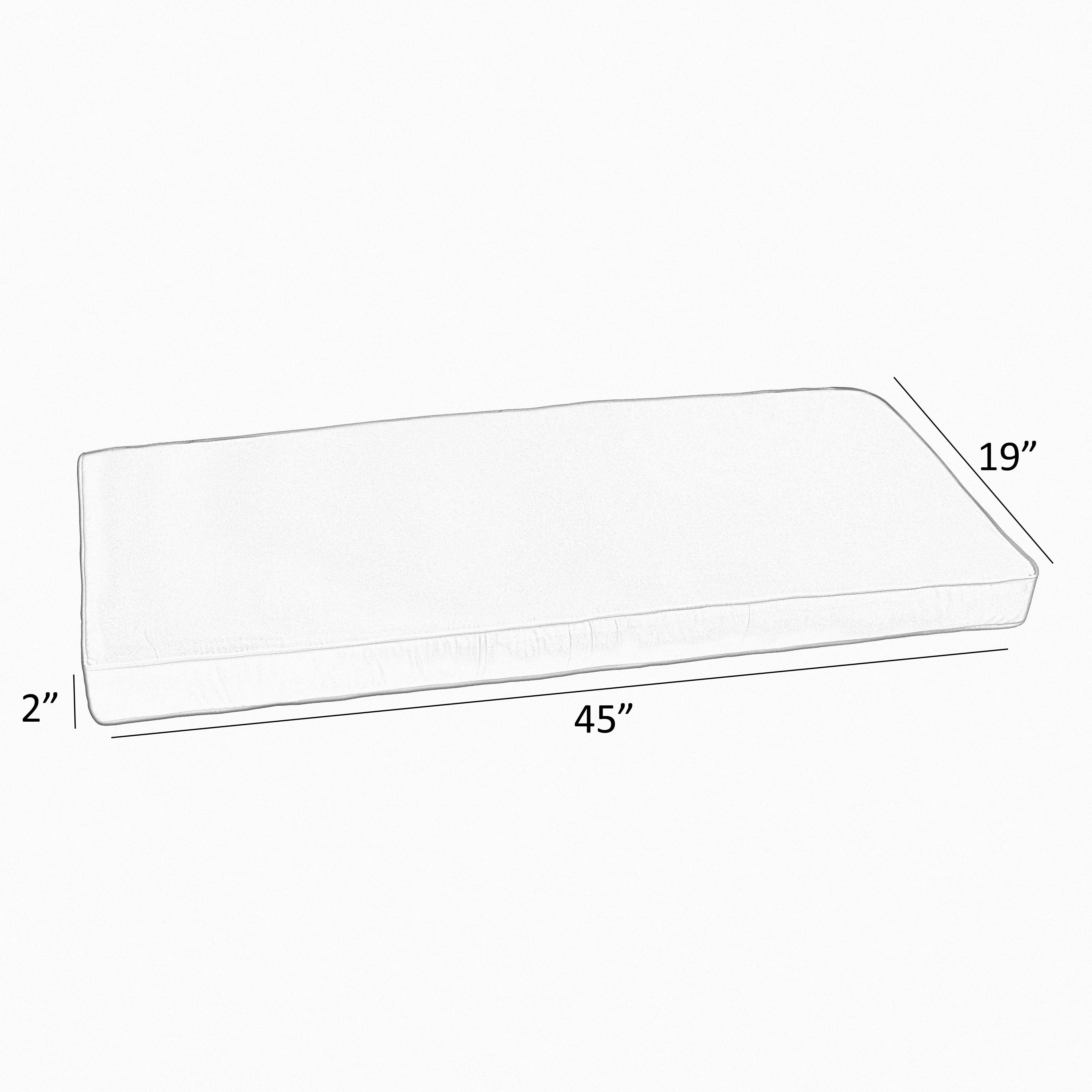 Sunbrella Silver Grey Indoor/ Outdoor Bench Cushion 37" to 48", Corded