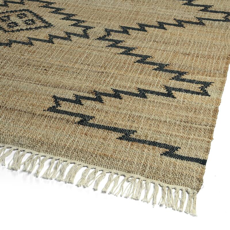 Natural Jute Black Hand-Made Indoor Area Rug