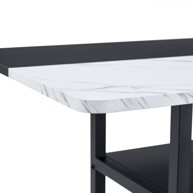 Leather Dining Chairs Accent Chairs with Metal Legs, White Black Dining Table & Chairs Set Breakfast Nook