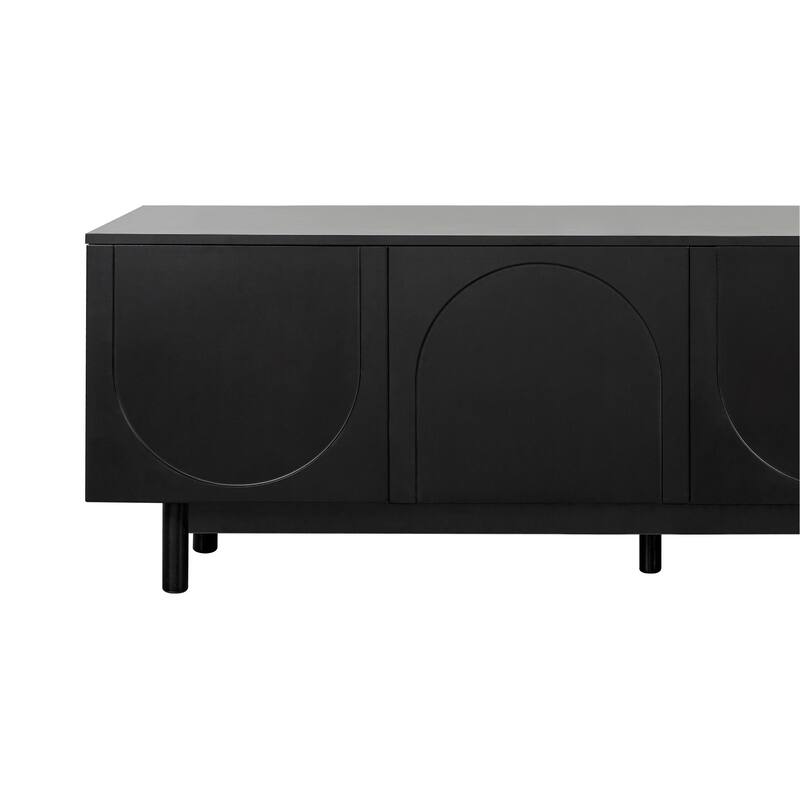 Elegant TV Cabinet with Arch Cabinets & Solid Wood Legs - Fits TVs Up to 78" for Living Room