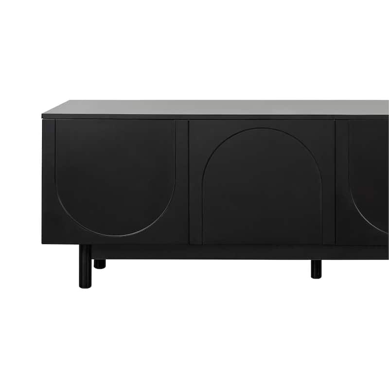 Modern Minimalist TV Stand with Arch Cabinets, Adjustable Shelves & Solid Wood Legs for TVs Up to 78''