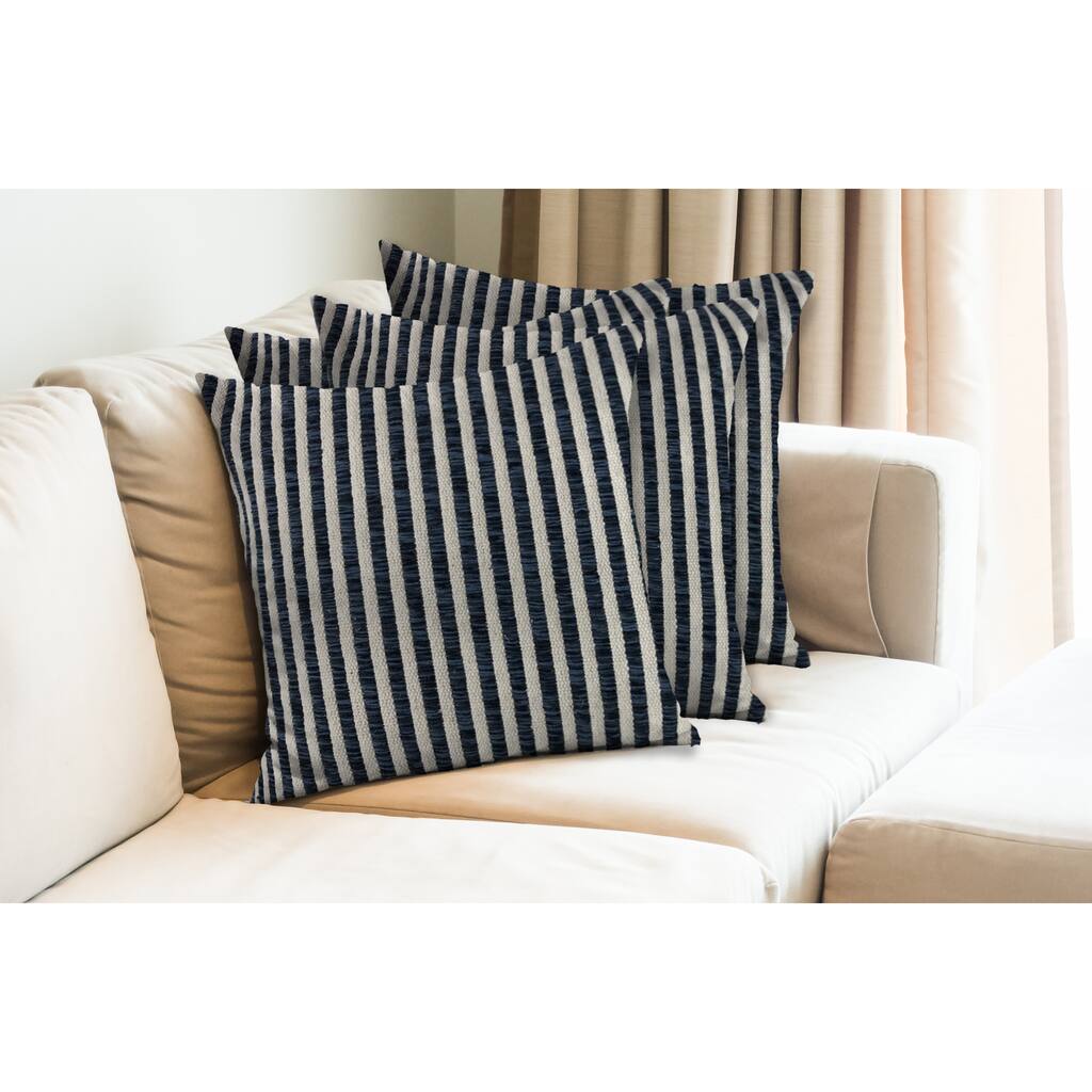 Guadalupe Set of 4 Striped Reversible Cotton Throw Pillow Covers, 22" x 22", 4 PCS (Covers Only) by Sevita