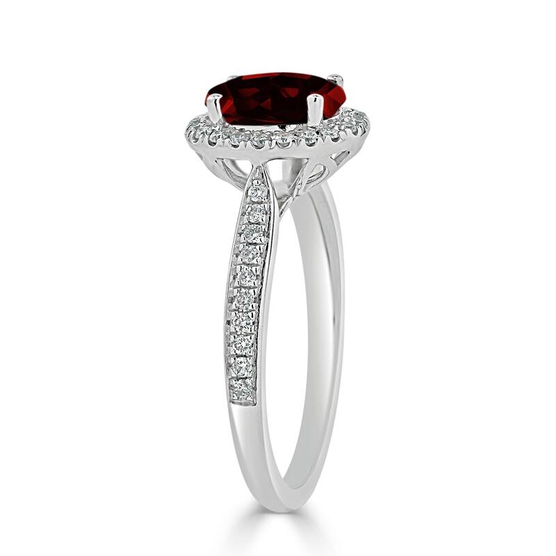 Auriya 1 9/10ct Fancy Oval Garnet Gemstone Halo Diamond Engagement Ring 1/4ctw 14k Gold