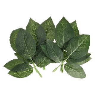Artificial Green Leaves 35 Pcs Bulk Faux Silk Greenery Fake Rose Flower Leaves