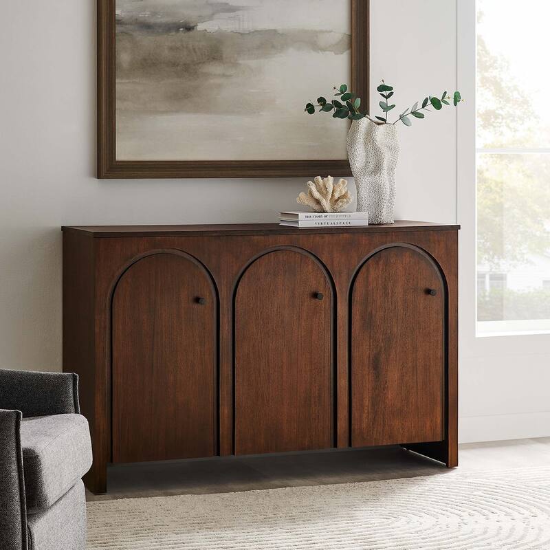 Appia 3-Door Arched Door Sideboard Storage Cabinet - Walnut