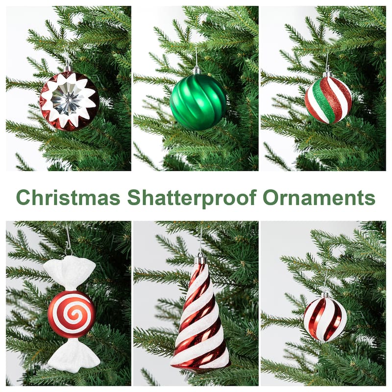 Glitzhome 160ct Christmas Deluxe 29-Finish Boxed Ball Shatterproof Ornaments
