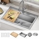 preview thumbnail 60 of 150, KRAUS Kore Workstation Drop-In Stainless Steel Kitchen Sink 31 1/4" L x 20 1/2" W (sink KWT300-32) - Stainless Steel