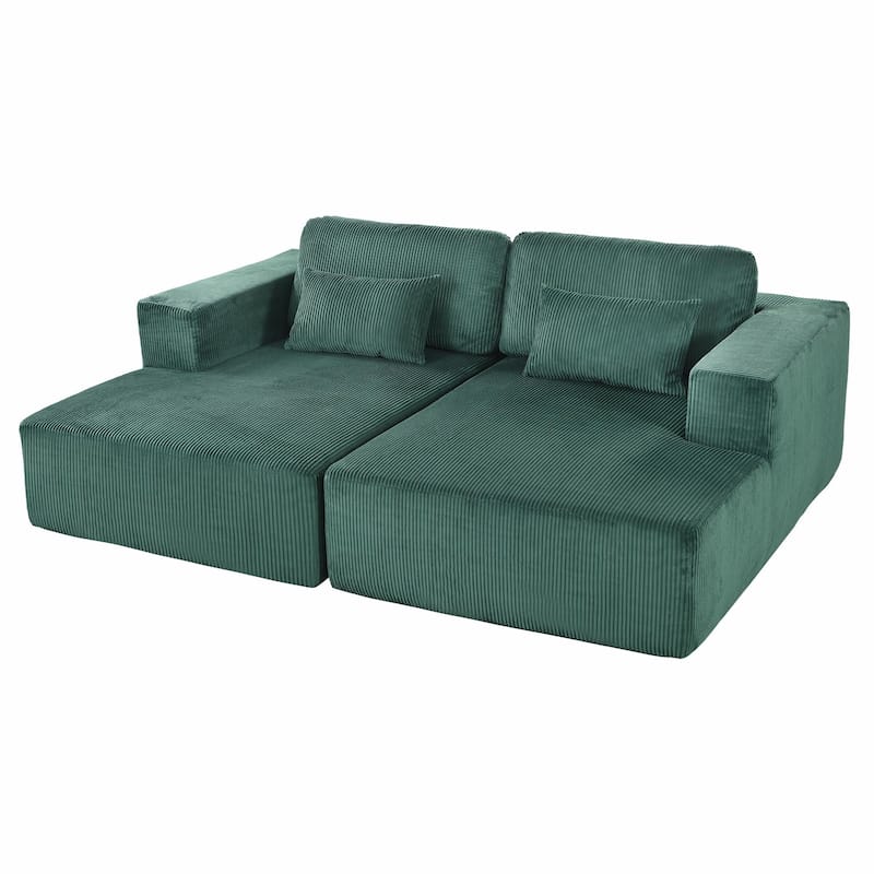 Corduroy Double Sofa Bed with 2 Pillows