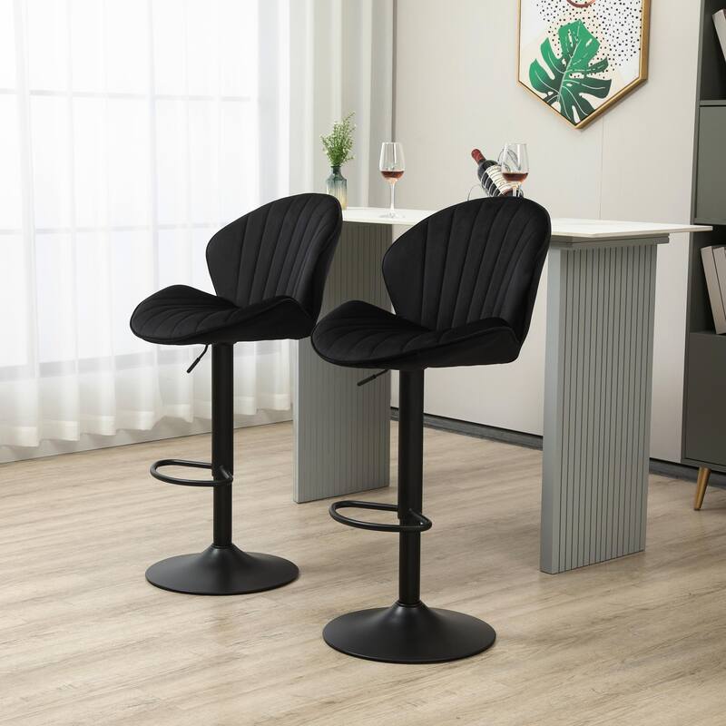 Bar Stools Set of 2 - Adjustable Barstools with Back and Footrest, Counter Height Bar Chairs for Kitchen