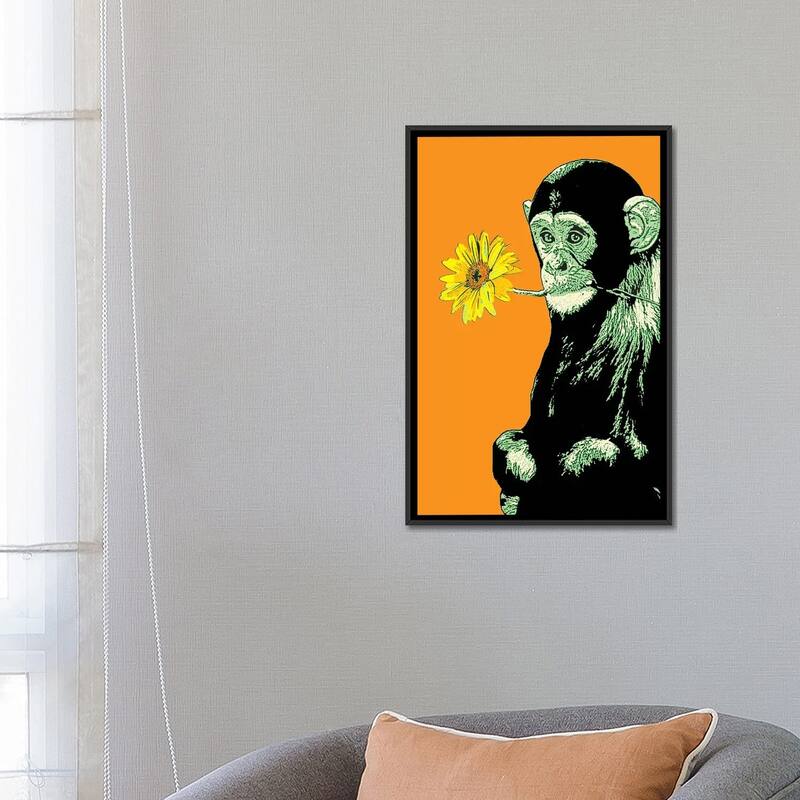 iCanvas "Flower Monkey" by Steez Framed