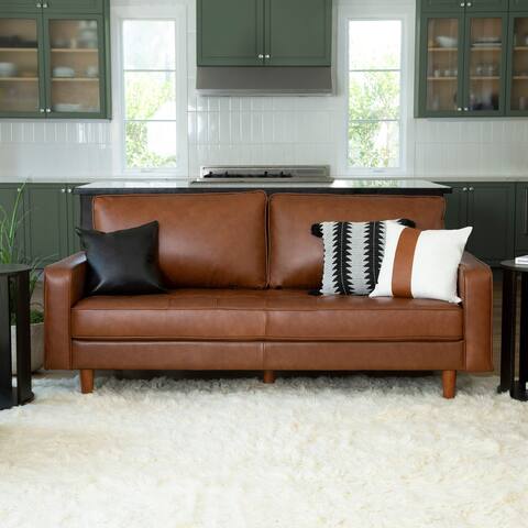 Abbyson Holloway Mid Century Top-grain Leather Sofa