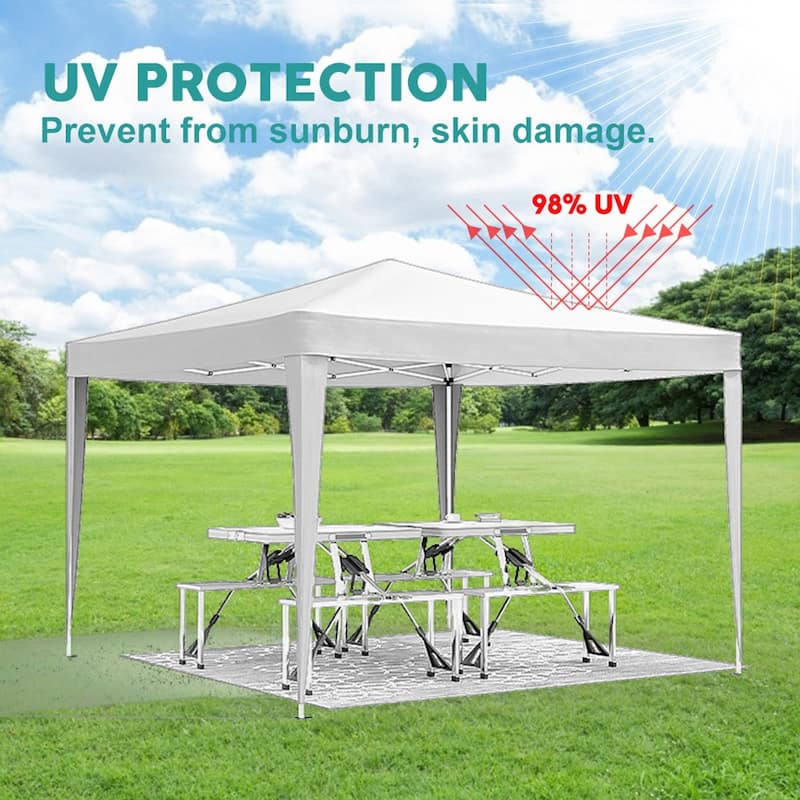 Anmytek Pop Up Canopy Tent with Sidewalls 10x10 Outdoor Gazebo Waterproof UV Protection Portable Shelter White