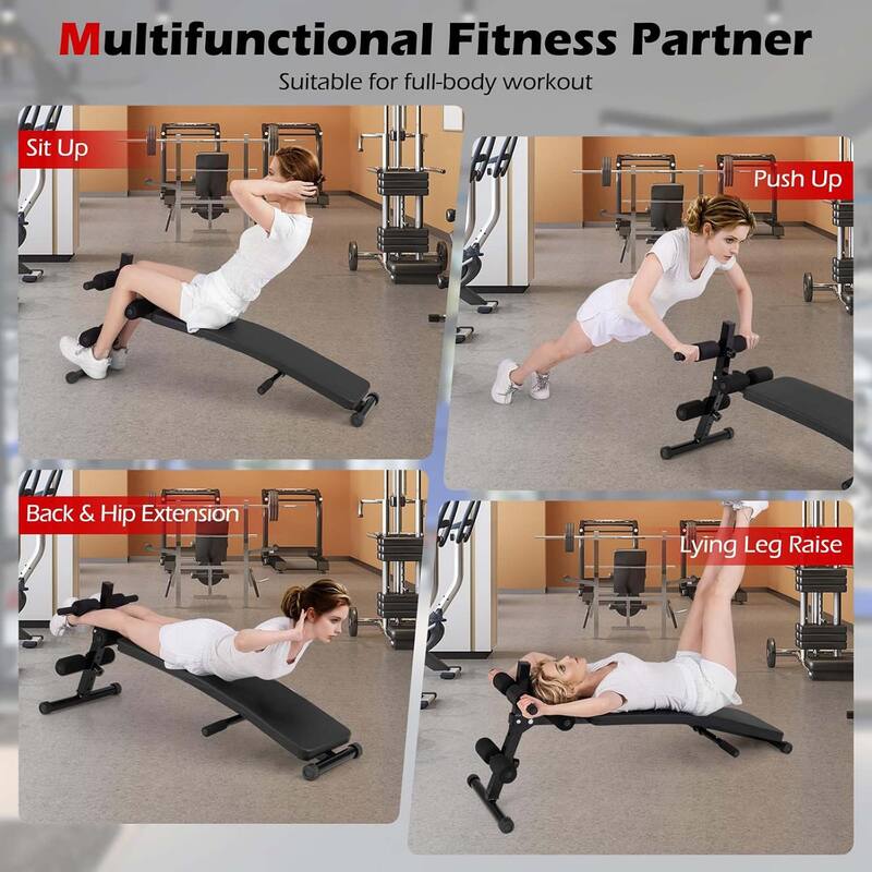 Sit Up Bench Foldable Ab Bench w/5-level Adjustable Height