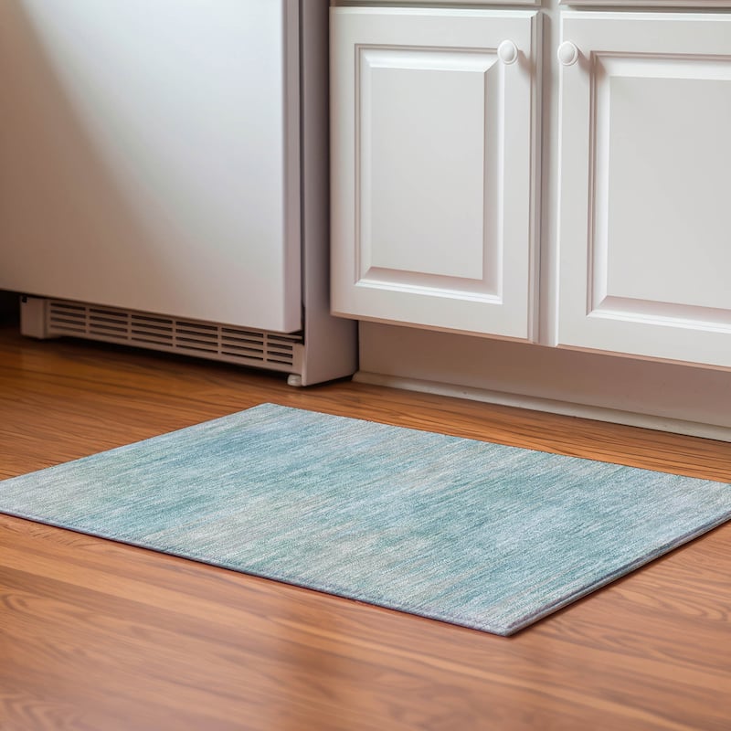 Premium Washable Super Soft Solid Ombre Mayfield Rug - Aqua - 1' 8" x 2' 6"