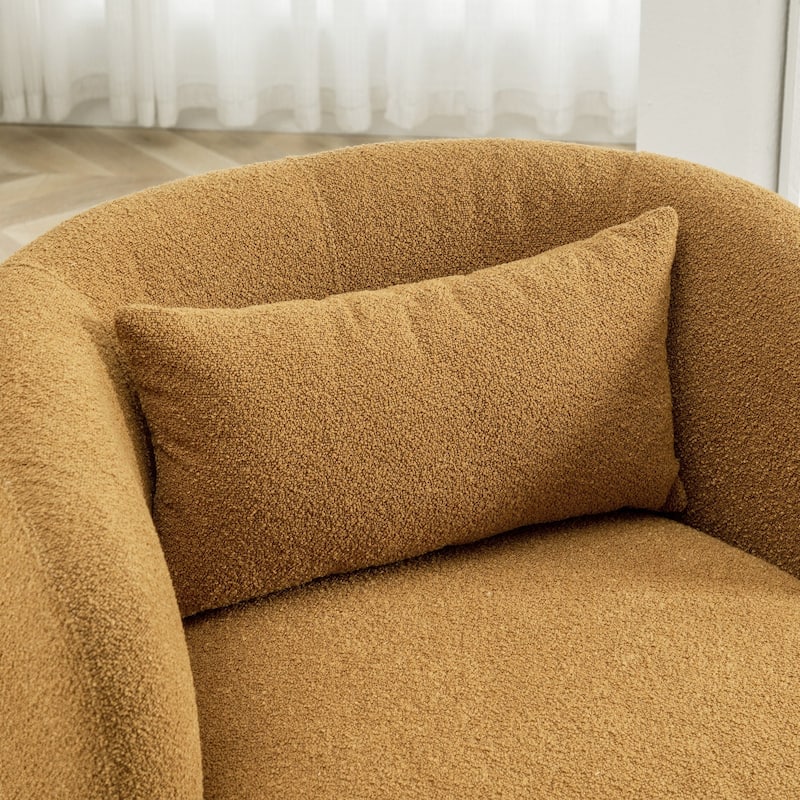 KINWELL 34" Poly Blend Boucle Fabric Upholstered Swivel Armchair