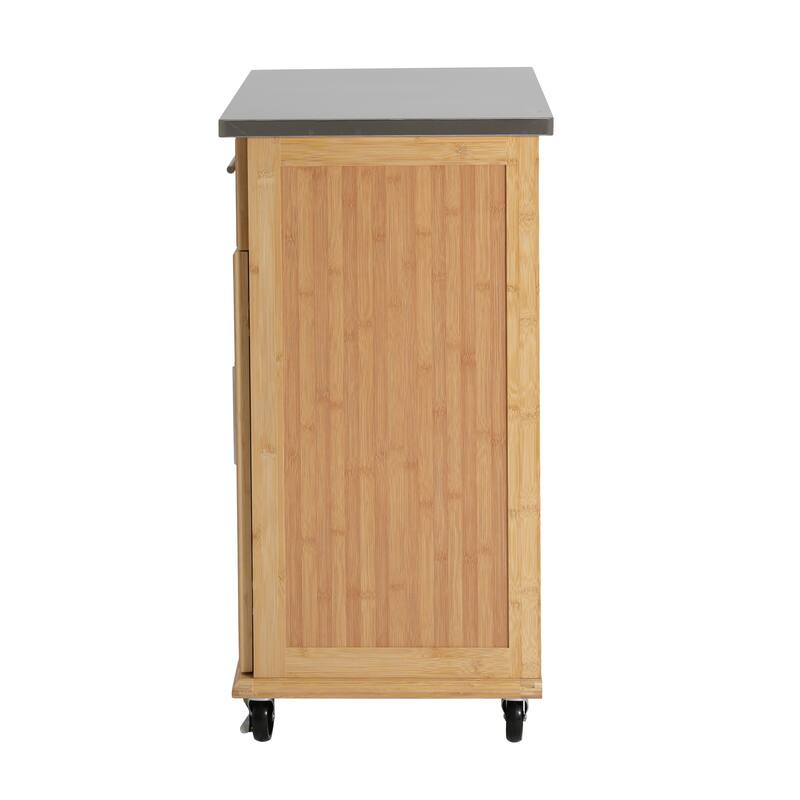 Christopher Knight Home - 29"W Bamboo Outdoor Kitchen Cart with Stainless Steel Top