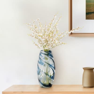 Sagebrook Home Coastal Blue Glass Swirl Vase