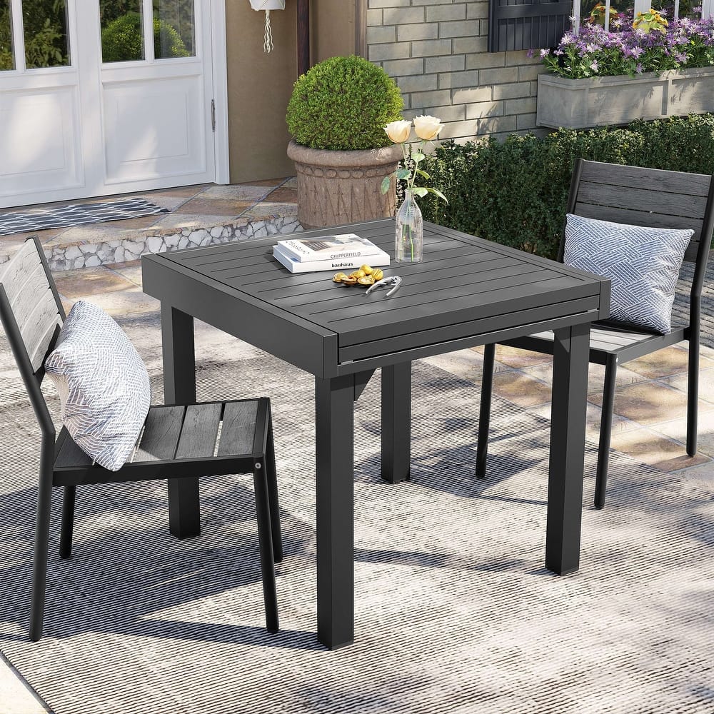 Pellebant Outdoor 3/5/7-piece Aluminum Dining Set Extendable Dining Table with Chairs