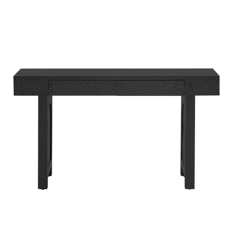 Console Table with Rattan Accent, Natural Wood Finish Entryway Table with Storage Drawers, Rustic Furniture for Living Room