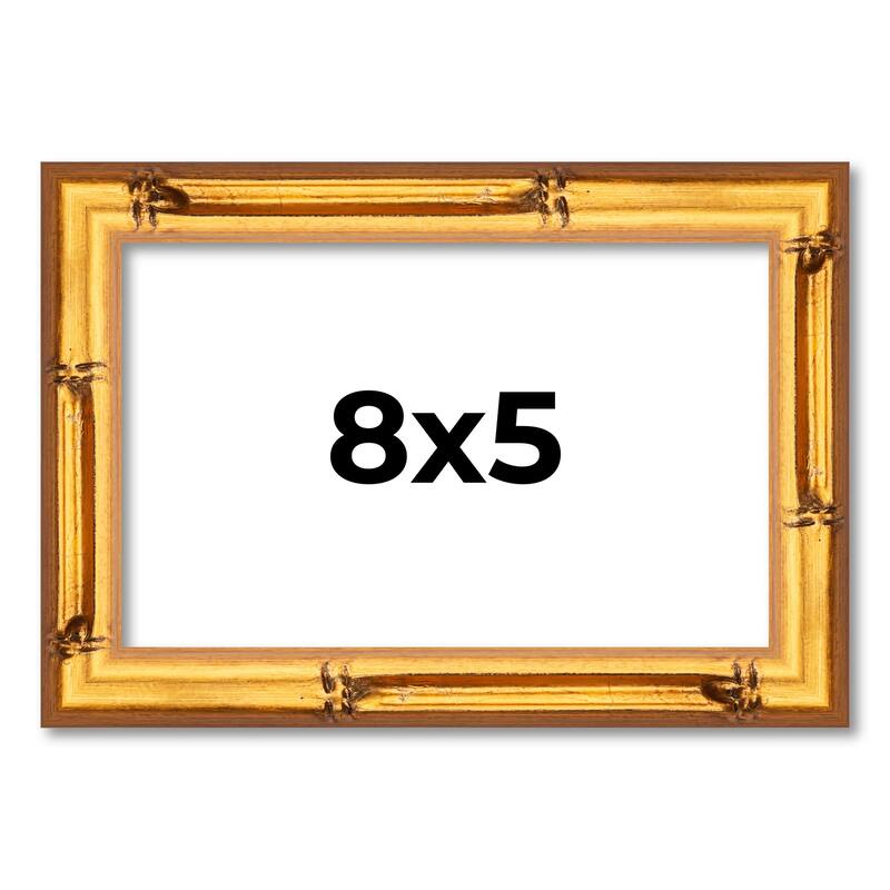 8x5 Frame Gold Bamboo Picture Frame Modern Photo Frame Includes UV Acrylic Shatter Guard Front Acid Free Foam Backing Board