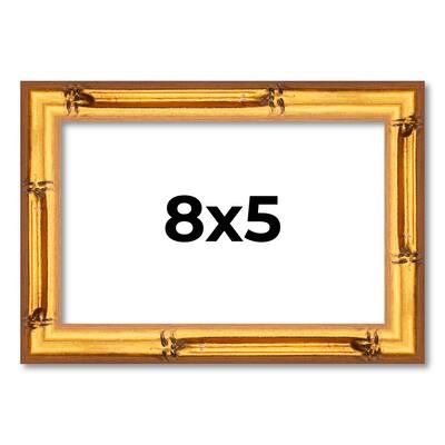 8x5 Frame Gold Bamboo Picture Frame Modern Photo Frame Includes UV Acrylic Shatter Guard Front Acid Free Foam Backing Board