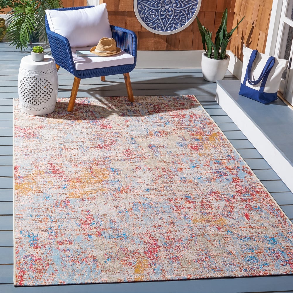 SAFAVIEH Summer Rosetraut Boho Indoor/ Outdoor Waterproof Patio Backyard Rug