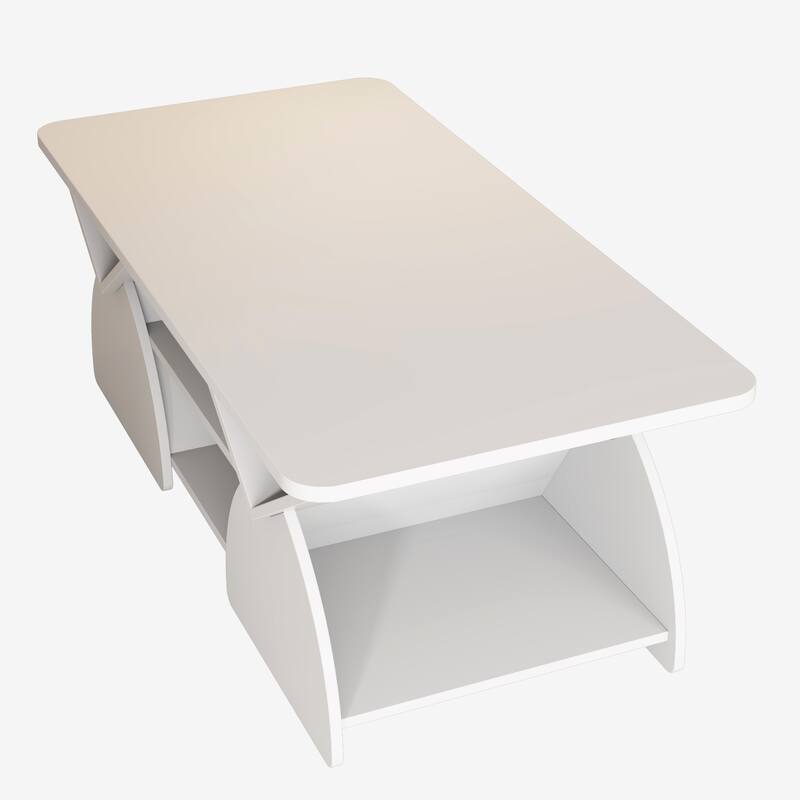 GDFStudio - Quill Wood Geometric Coffee Table with 6 Independant Storage Areas