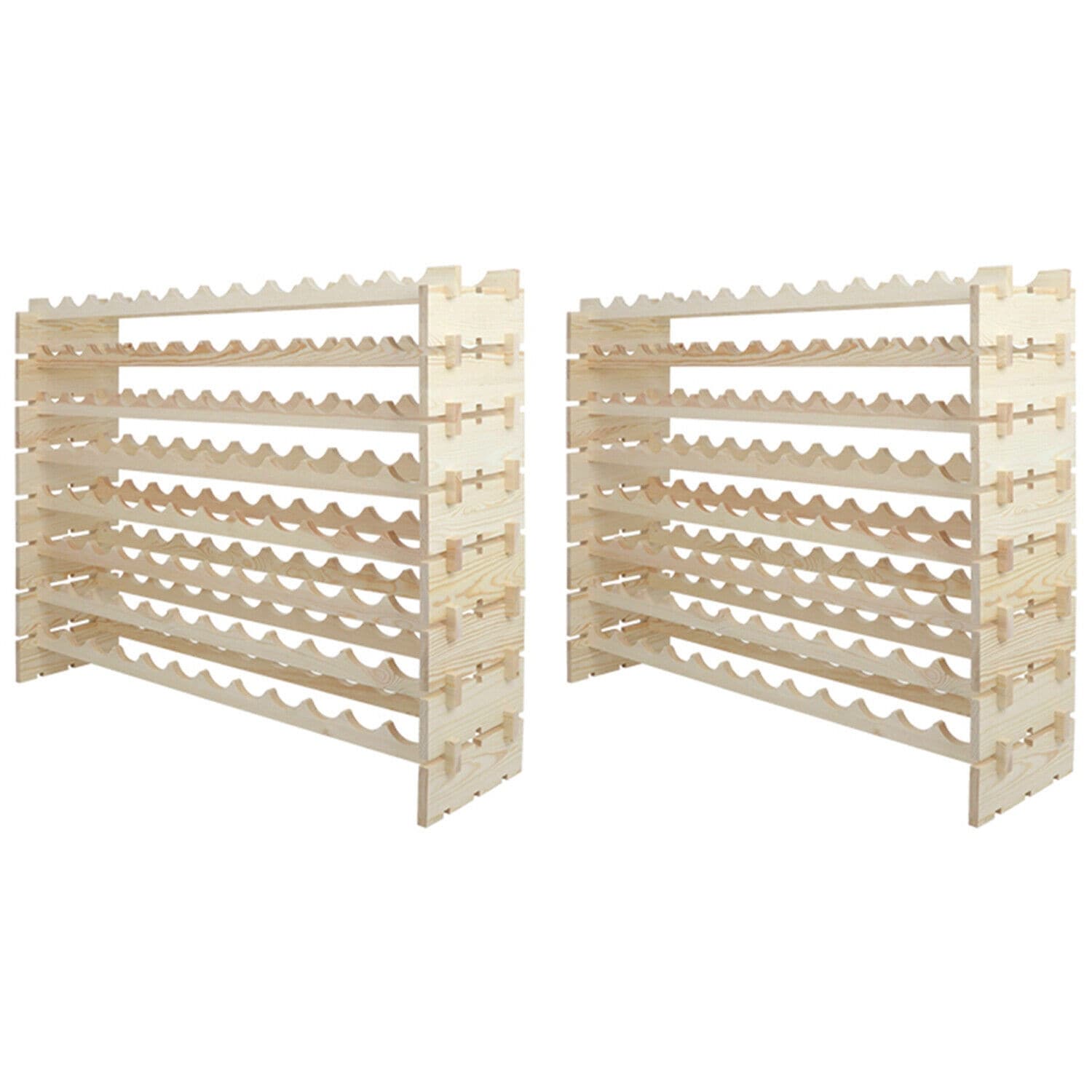 2PCS Natural Wood 96 Bottle Wine Rack