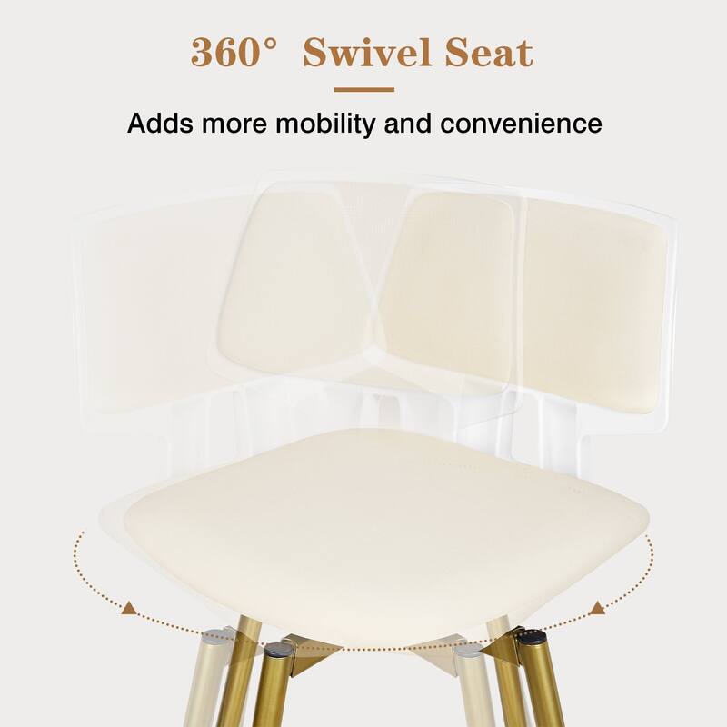 VECELO 2/4-Piece 360° Swivel PU Leather Bar Stools with Footrest Multi-Purpose Space-Saving Bar Stools for Small Apartments