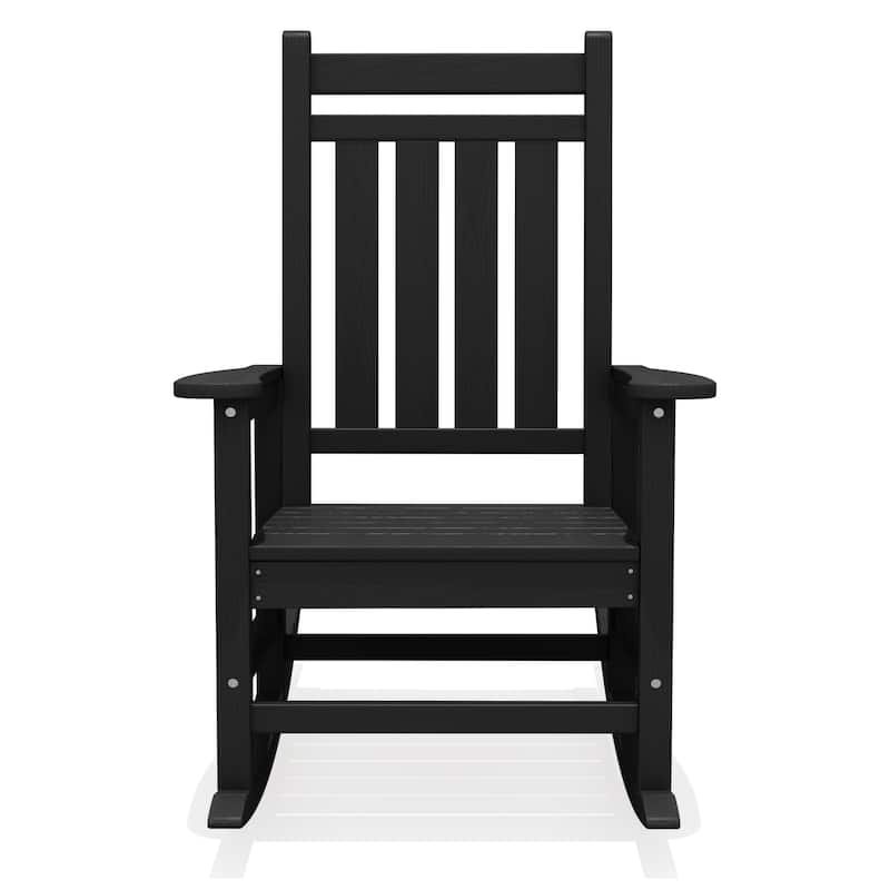 Modern High-Back Rocking Adirondack Chair All Weather - Black