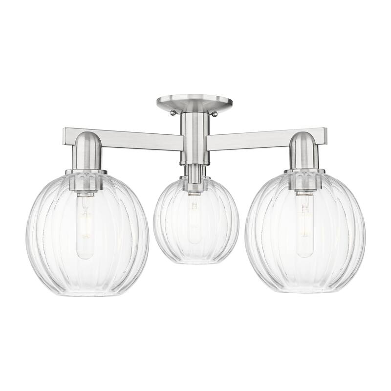 Innovations Lighting Downtown Urban - Preston - 3 Light 25" Globe Shade Semi-Flush Mount