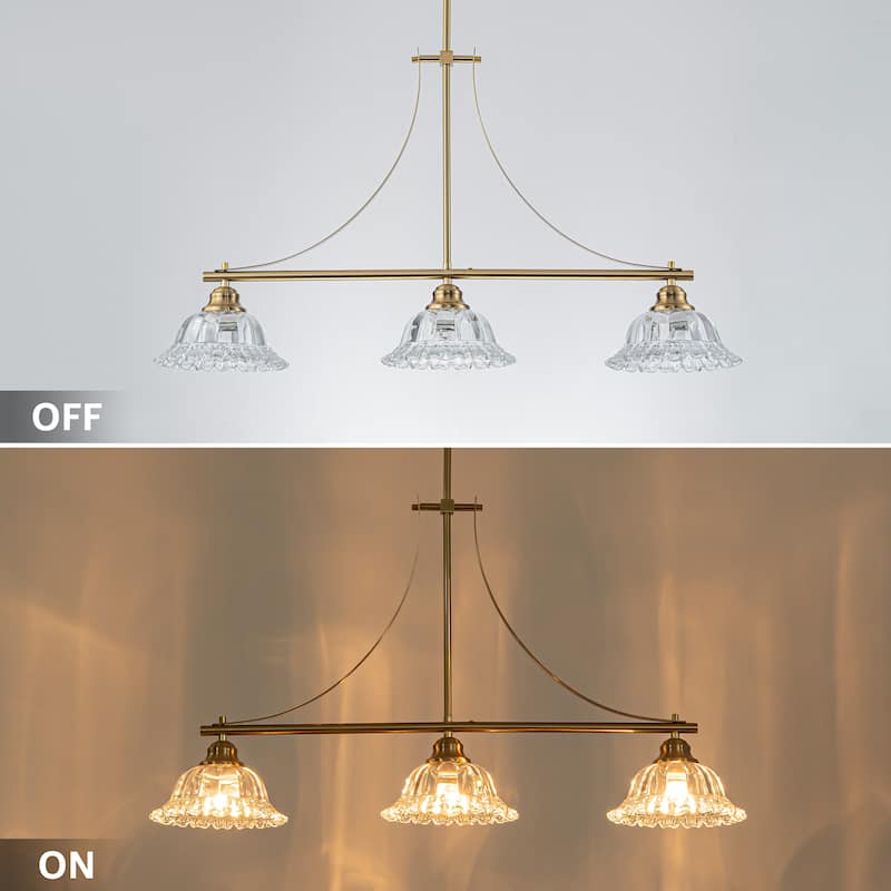Starsky 3-Light Linear Chandelier With Floral-Inspired Shade
