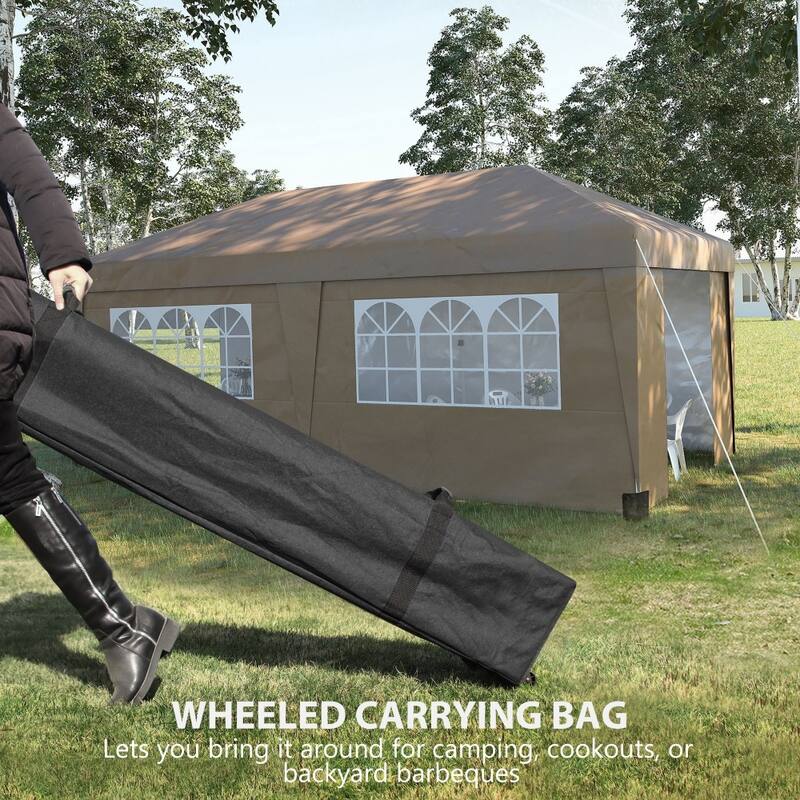 Foldable Pop-Up Gazebo Party Tent with Adjustable Legs and Windows 2 Doors Included Carry Bag - 232.25" L x 117" W x 112.25" H