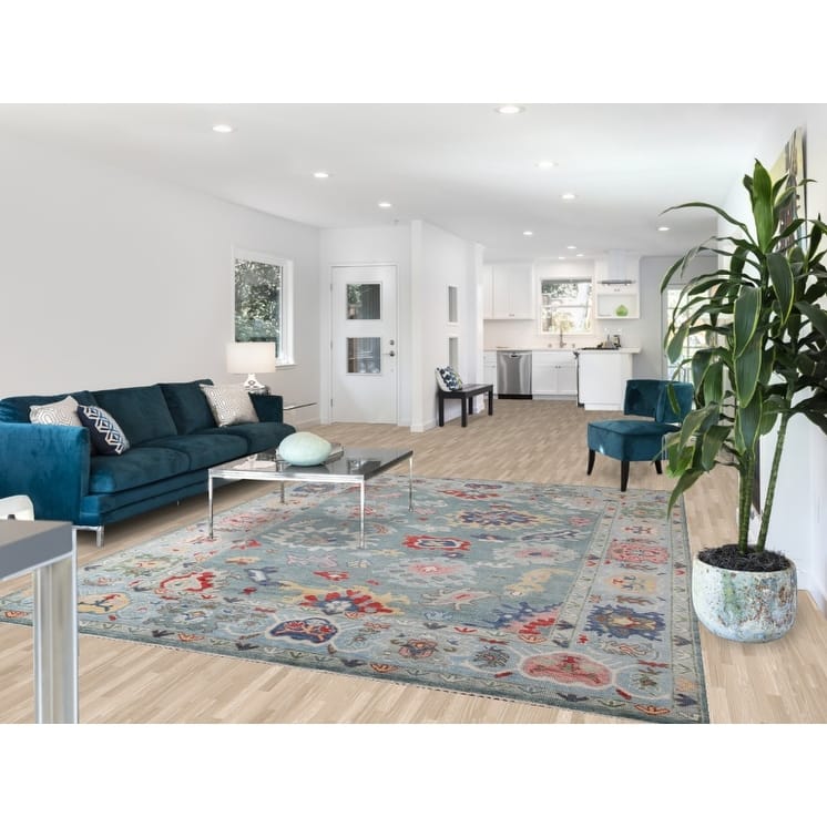 Oushak Style Area Rug Handmade Transitional Wool Carpet - 7'10"x 9'9"