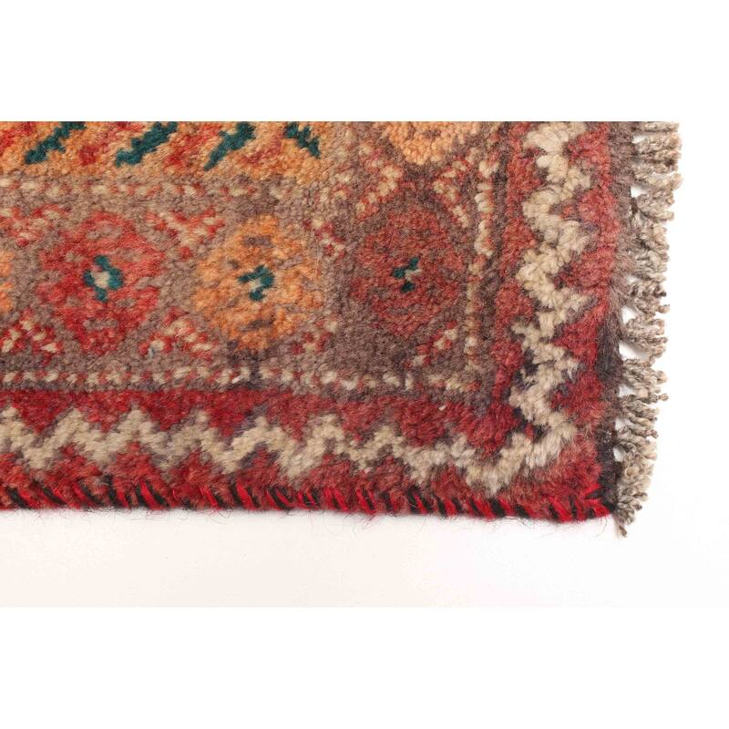 ECARPETGALLERY Hand-knotted Baluch Red Wool Rug - 3'7 x 7'5