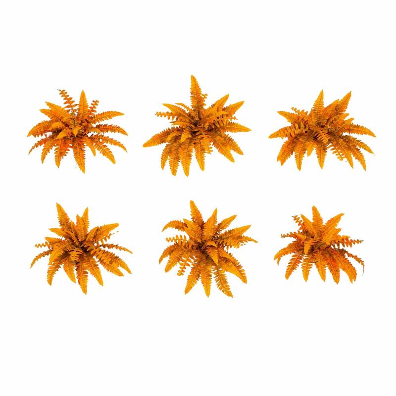 Autumn Artificial Boston Ferns - 21" - Orange - Set of 6